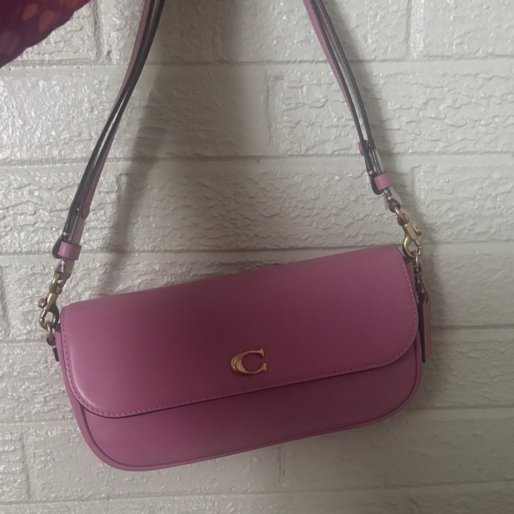 Coach Purple Shoulder Bag with Gold Accents